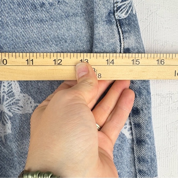 PacSun Butterfly Print ultra high rise slim Light Wash Blue Jeans 24in - Picture 6 of 11